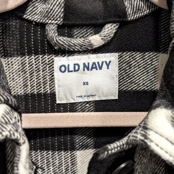 Old Navy Black White Plaid Longline Utility Shacket Jacket Size XS - Picture 6 of 8